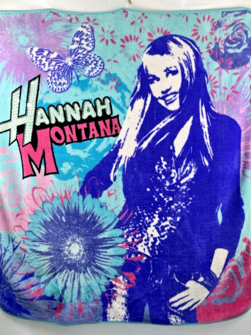 Vintage 2000s Disney Hannah Montana Fleece Throw Blanket Y2K 56 x 48